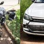 A caminho do trabalho, motociclista é socorrido após acidente com carro em Campo Grande