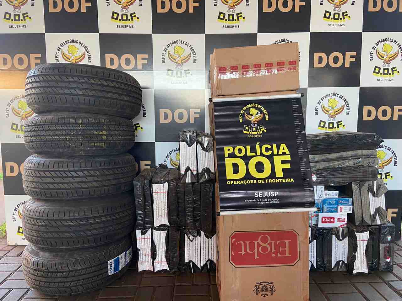 Idosa é detida com cigarros e pneus contrabandeados em Dourados
