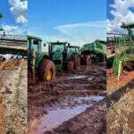 Lavouras de Maracaju têm colheita prejudicada pelas chuvas e máquinas atolam com lama