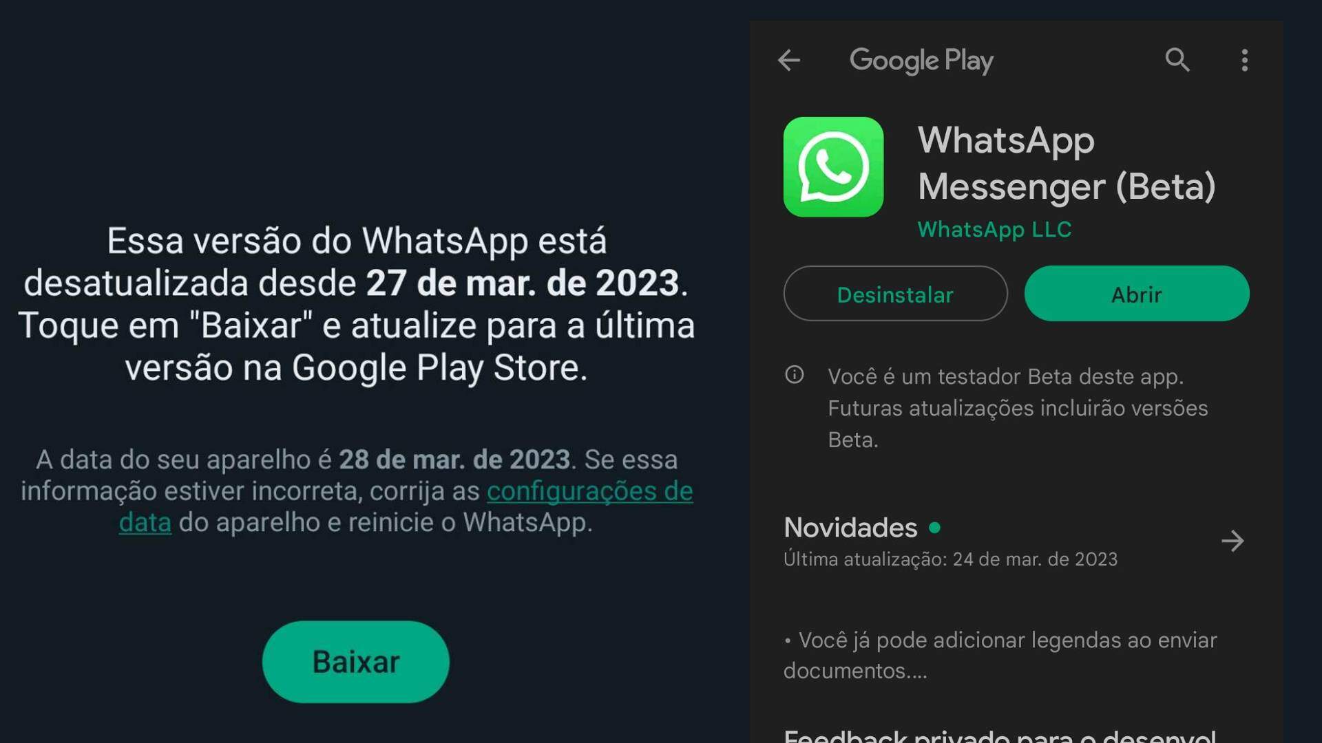 NÃO CONSIGO BAIXAR WHATSAPP NA PLAY STORE 