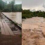 Cheia do Rio Piquiri ‘engole’ ponte na zona rural de Pedro Gomes