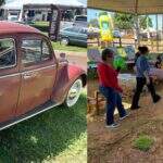 ‘Pulinho’ cedo na Expogrande é oportunidade para ver carro de 60 anos e até brincar em fazendinha