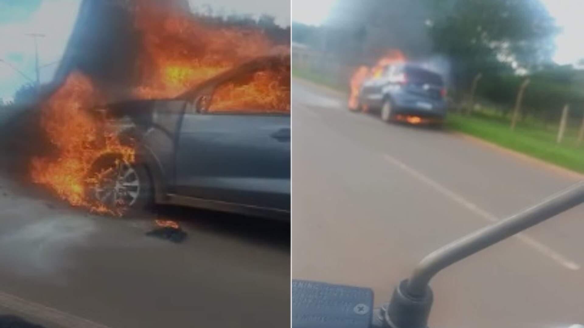 VÍDEO: Carro pega fogo na Avenida Guaicurus após pane elétrica