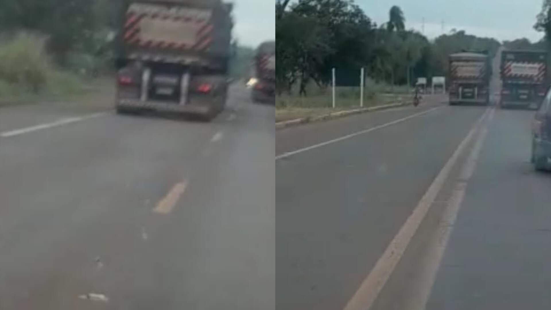 VÍDEO: Caminhoneiro quase provoca acidente na BR-262 em ultrapassagem proibida em Terenos
