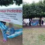 Professores amanhecem acampados em frente à prefeitura de Pedro Gomes reivindicando piso salarial