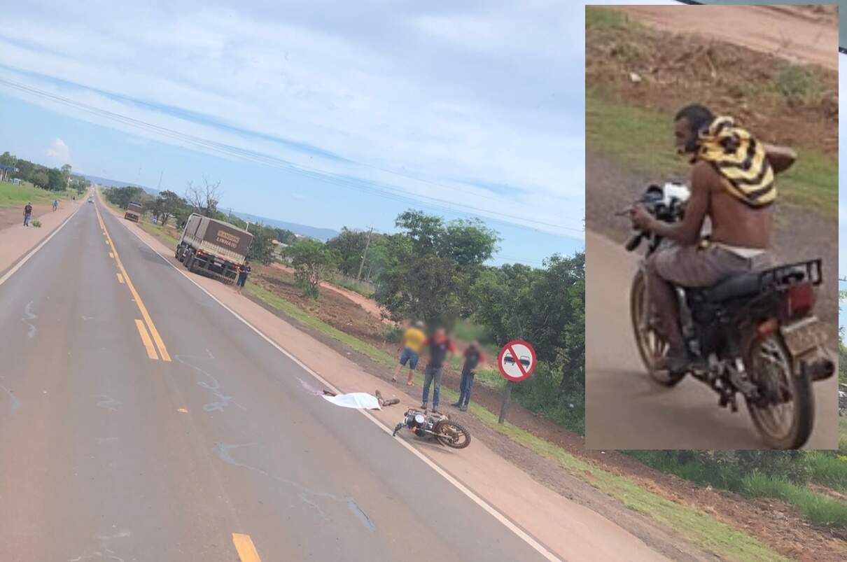 Motociclista que transitava sem capacete morre atropelado por carreta na BR-163