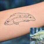 Bióloga tatua peixe encontrado morto no Bioparque e expõe passado triste de Tobias