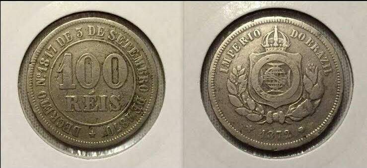 Moeda 100 réis de 1872