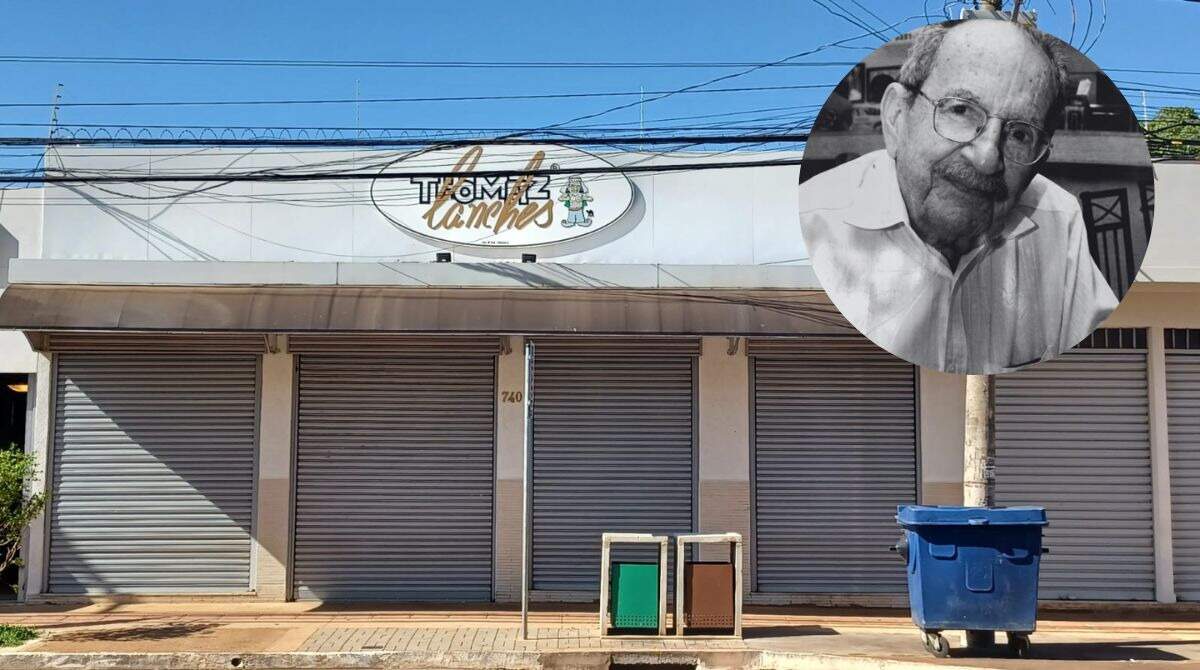 Atual fachada da lanchonete Thomaz Lanches e seu fundador - (Fotos: Anna Gomes, Jornal Midiamax e Arquivo da família)
