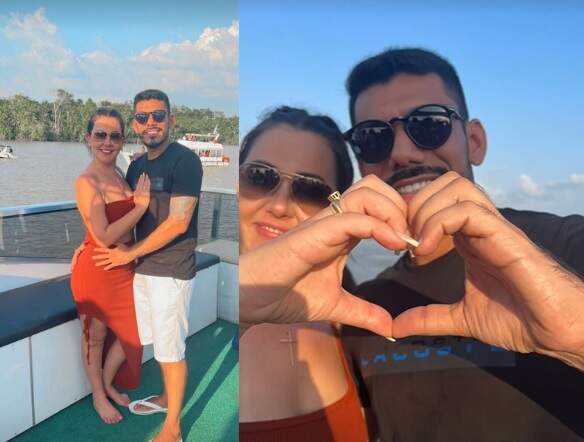 Carleana e Rafael na balsa do amor - (Fotos: Arquivo Pessoal) pecuarista