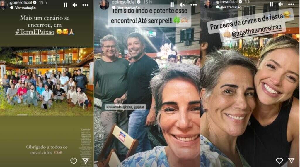 Glória Pires em despedidas de "Terra e Paixão" - (Fotos: Reprodução das Redes Sociais)