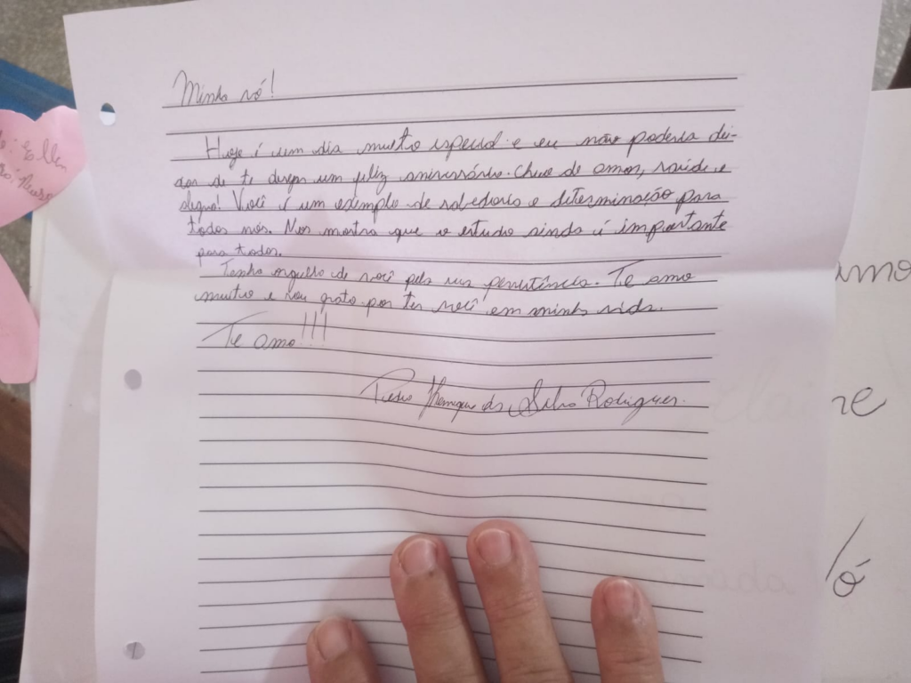 Carta escrita pelo neto Pedro Henrique - (Foto: Arquivo Pessoal)