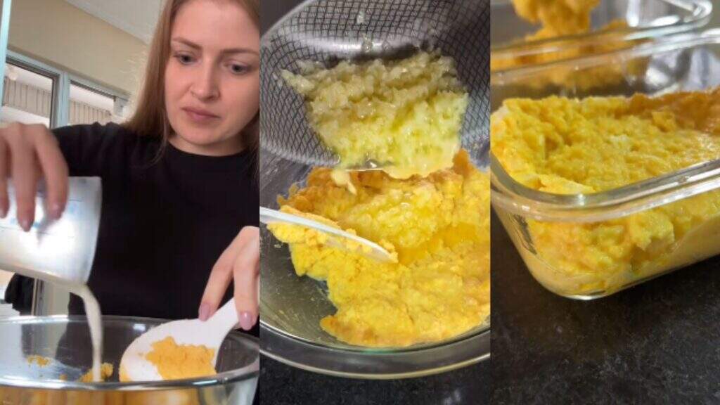 Grazi preparando a sopa paraguaia - (Fotos: Reprodução, TikTok)
